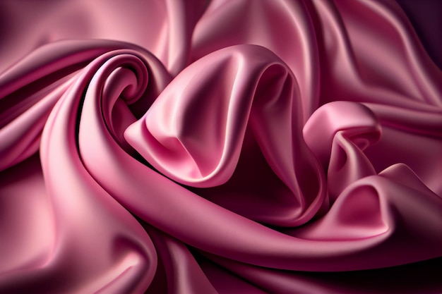 Close up of a pink satin fabric generative ai