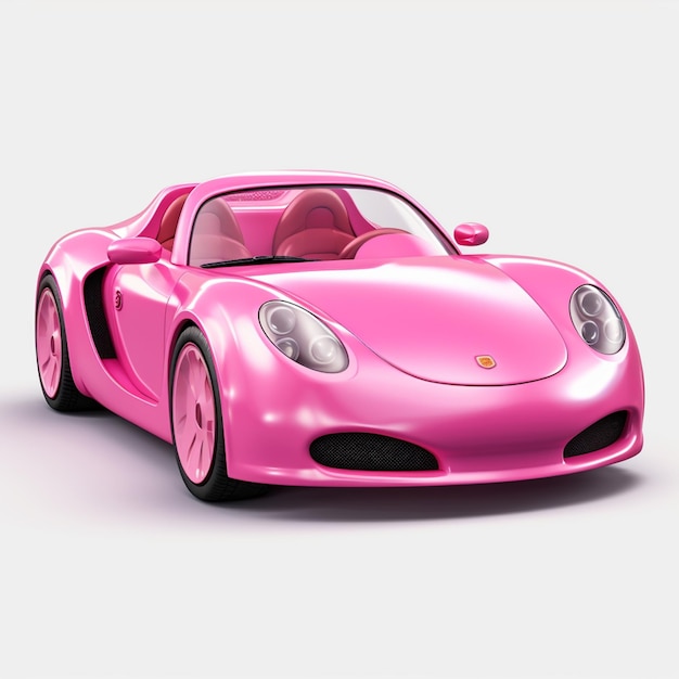 a close up of a pink sports car with a white background generative ai