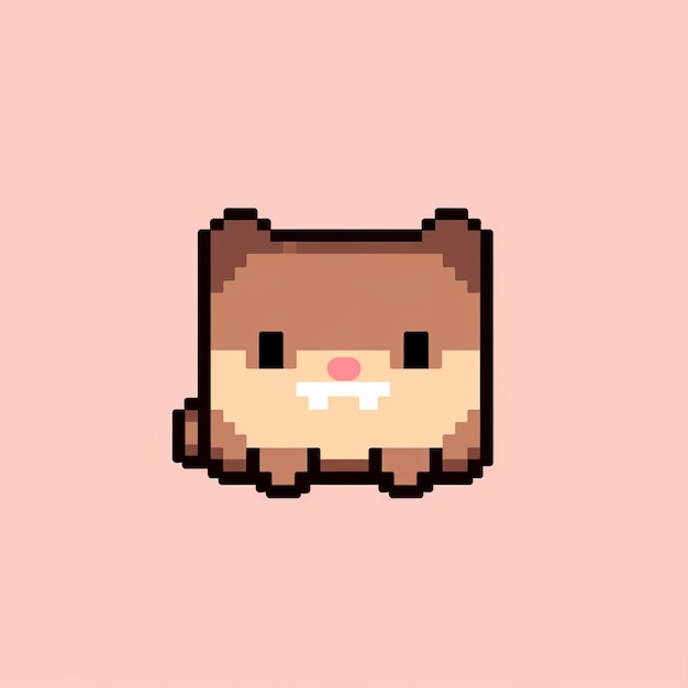 a close up of a pixel cat on a pink background generative ai