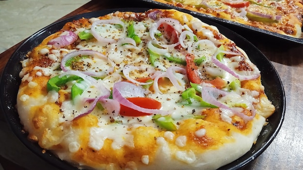 Close-up of pizza on table