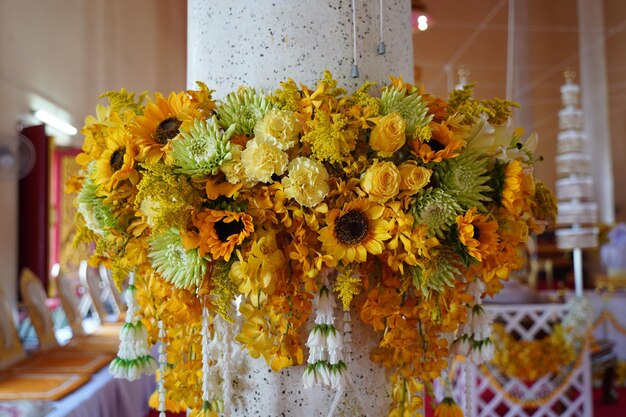 Close-up of plant against yellow wall