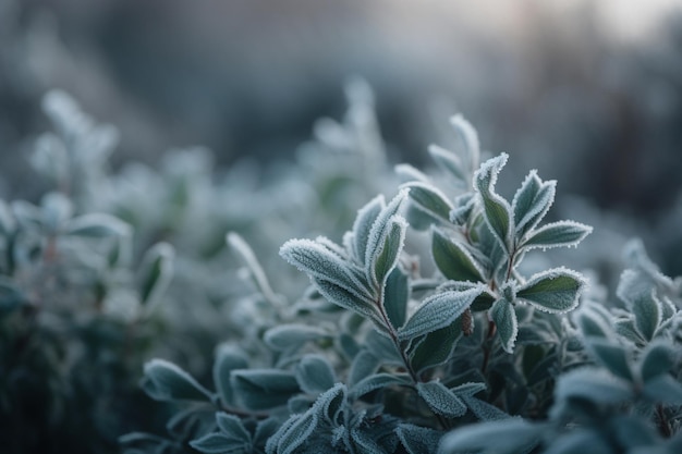 A close up of a plant covered in frost