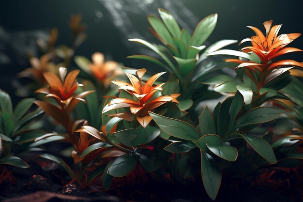 Photo a close up of a plant with flowers and leaves