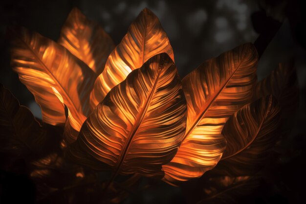 A close up of a plant with orange leaves