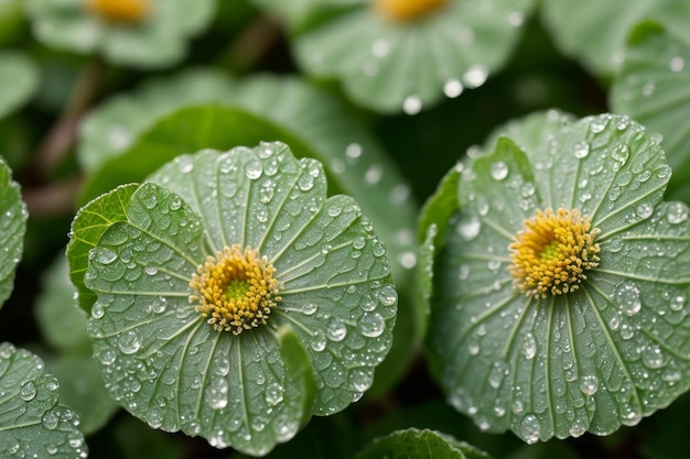 a close up of a plant with water droplets on it