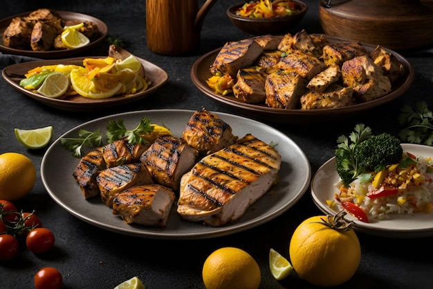 a close up of a plate of food on a table