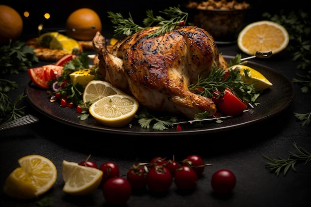 a close up of a plate of food on a table