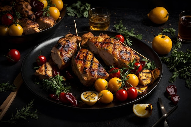 a close up of a plate of food on a table