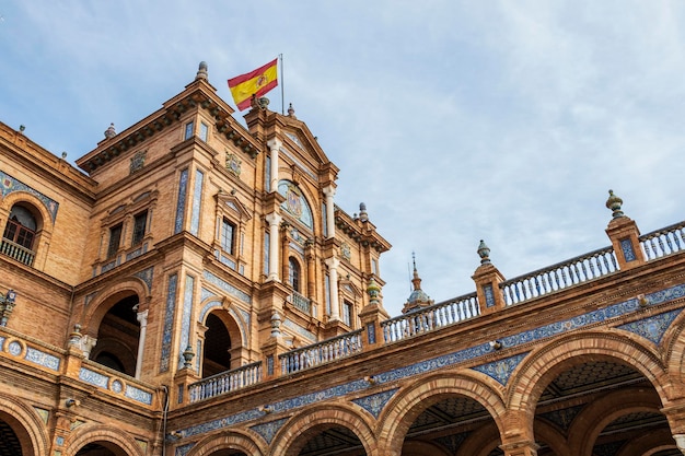 close up of Plaza de Espana in Seville Andalusia Spain