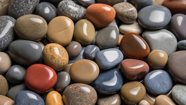 Close Up of Polished Pebbles in Natural Mosaic