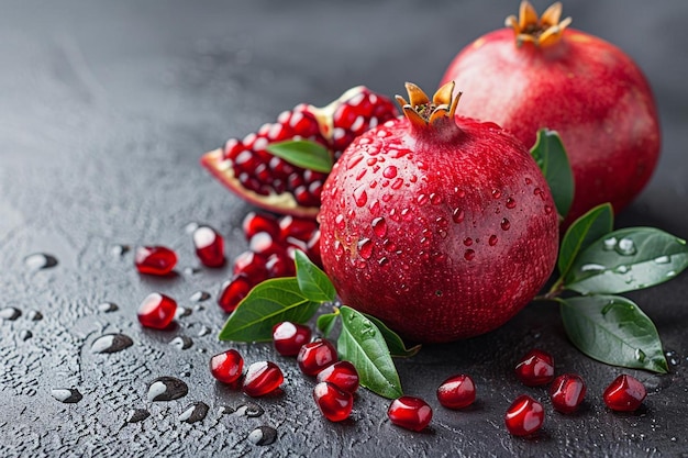 Photo close up on pommegranate seasonal fruits for winter