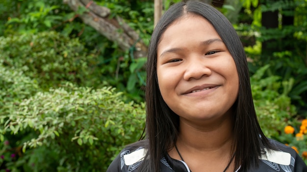 Close up portrait of ASEAN woman smiling