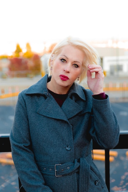 Close up portrait of an attractive blonde woman