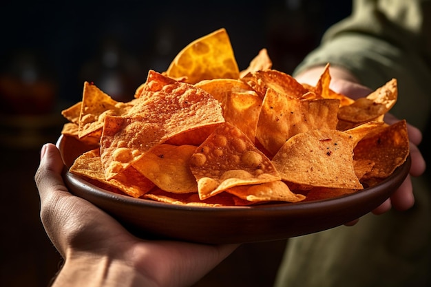 Close up portrait of a beautiful african american woman eating potato chips