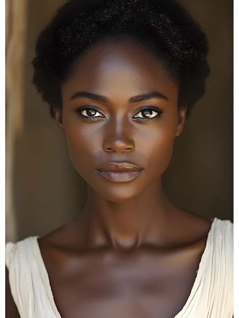 Photo close up portrait of beautiful black woman with afro hair