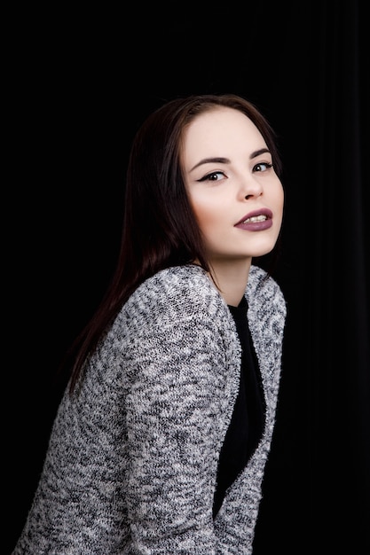 Close-up portrait of brunette woman