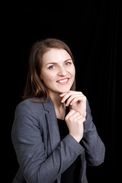 Close-up portrait of brunette woman