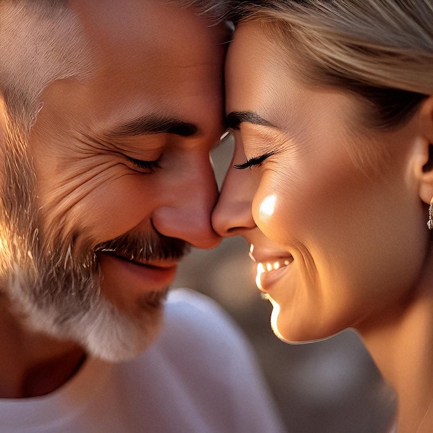 Close up portrait couple together