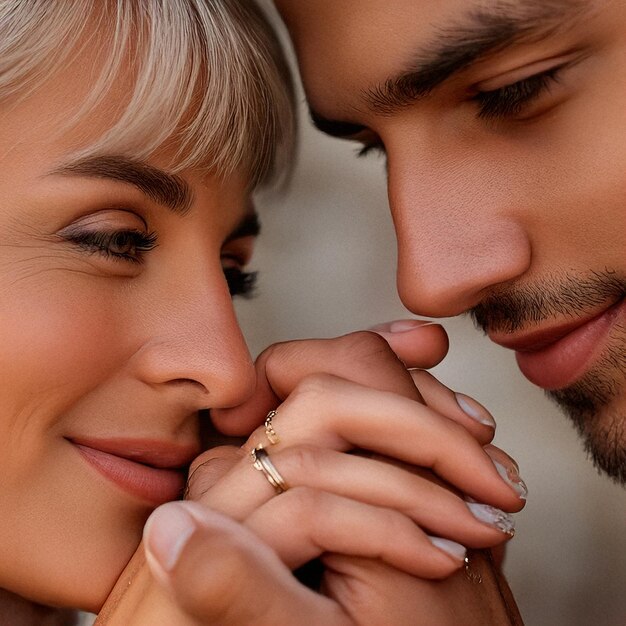 Close up portrait couple together