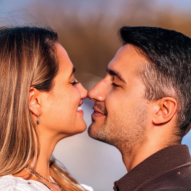 Close up portrait couple together