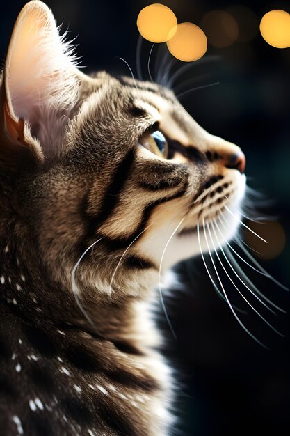 Close up portrait of a cute cat with beautiful eyes. AI Generated