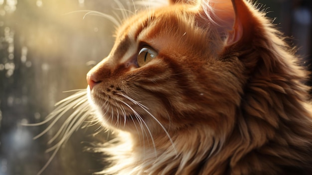 Close up portrait of cute ginger cat detailed image