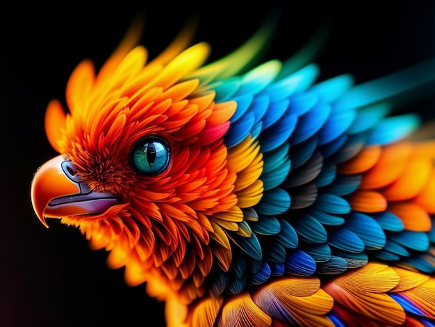 Close up portrait fantasy bird Generative AI