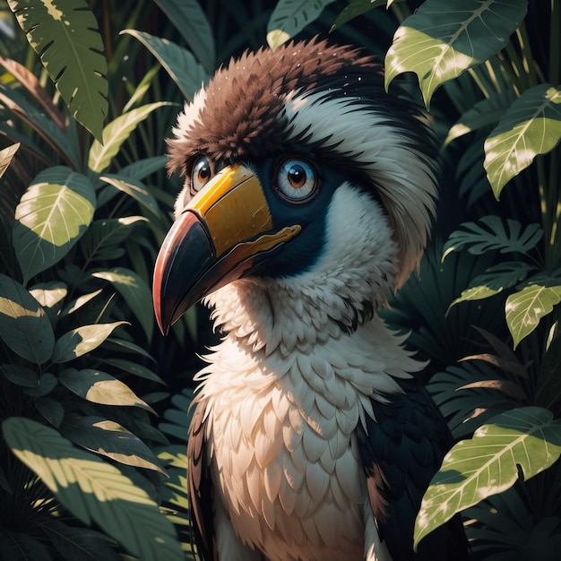 Close up portrait fantasy bird Generative AI