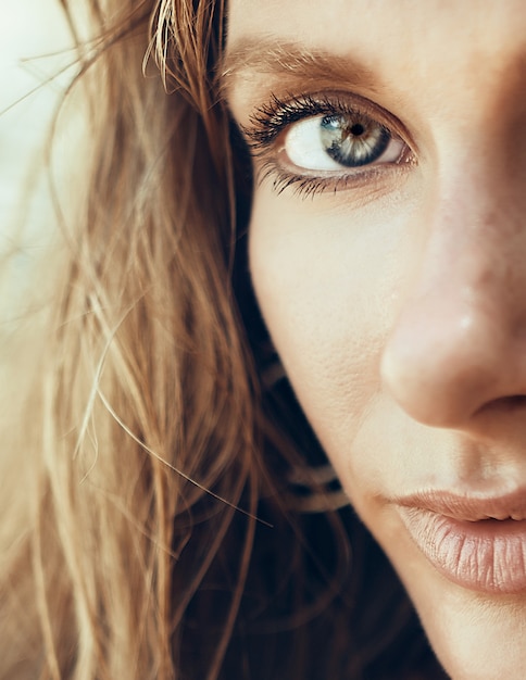 close up portrait of a girl on the beach