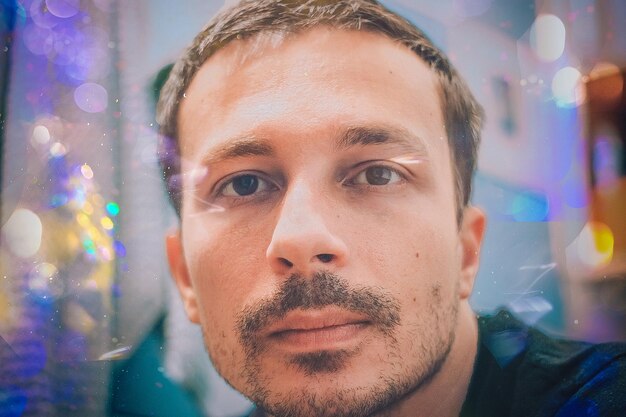 Photo close-up portrait of handsome man