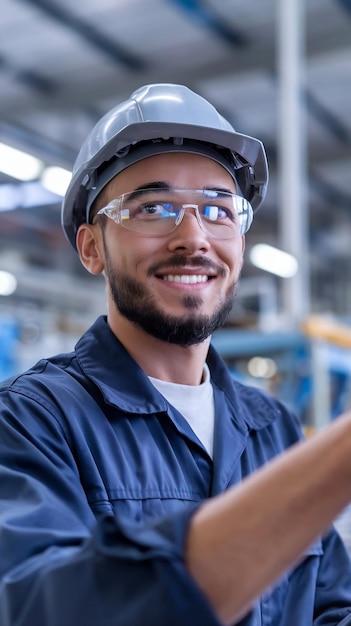 Close Up Portrait of a Multiethnic Man at Work in a Factory