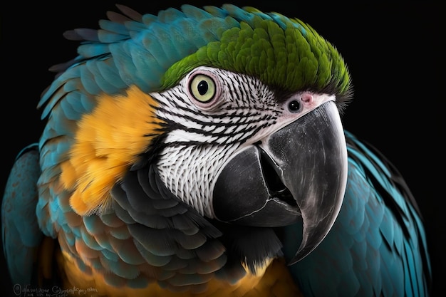 Close up portrait of a parrotmacaw Generative AI