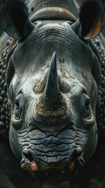 Close Up Portrait of a Rhinoceros