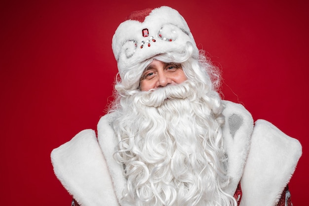 Close up portrait of Santa Claus isolated