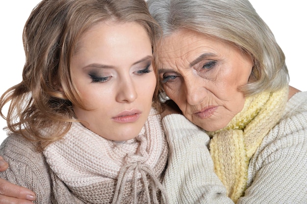 Close up portrait of senior mother and her daughter