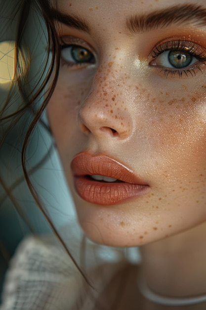 Close Up Portrait of a Woman With Freckles