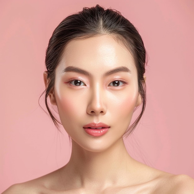 Close up portrait of young beautiful Asian woman