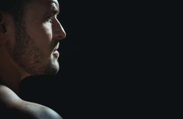 Close up portrait of young man. Handsome guy face.