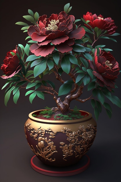 Close up of a potted plant with flowers generative ai