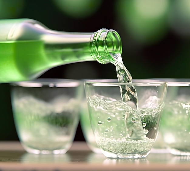 close up pouring soju