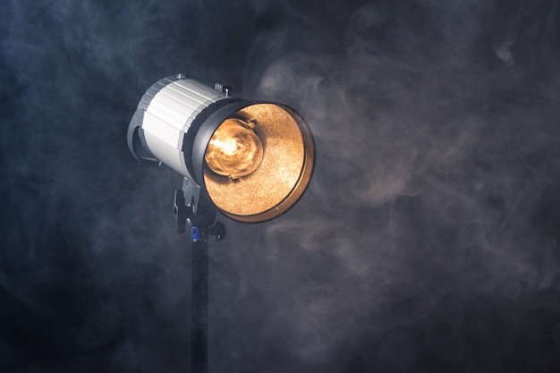 Close-up of a professional lighting fixture on a set or photographic studio.