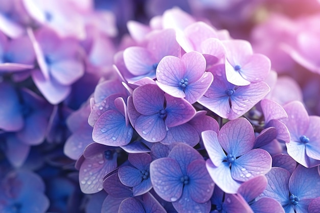 Close up of purple colored hydrangea flower Generative Ai