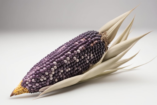 Close up of a purple corn on a white background created with generative AI