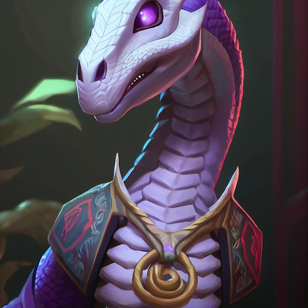 Close up of a purple dragon with purple eyes generative ai