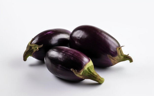 A close up purple eggplant isolated on a white background fresh vegetables ai generated