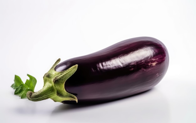 A close up purple eggplant isolated on a white background fresh vegetables ai generated