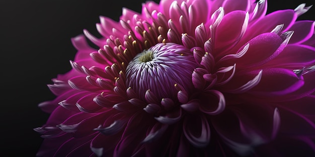 A close up of a purple flower on a black background generative AI