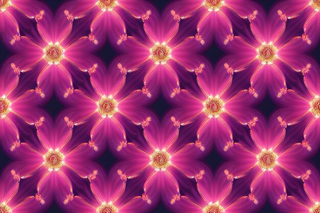 A close up of a purple flower pattern on a black background generative ai