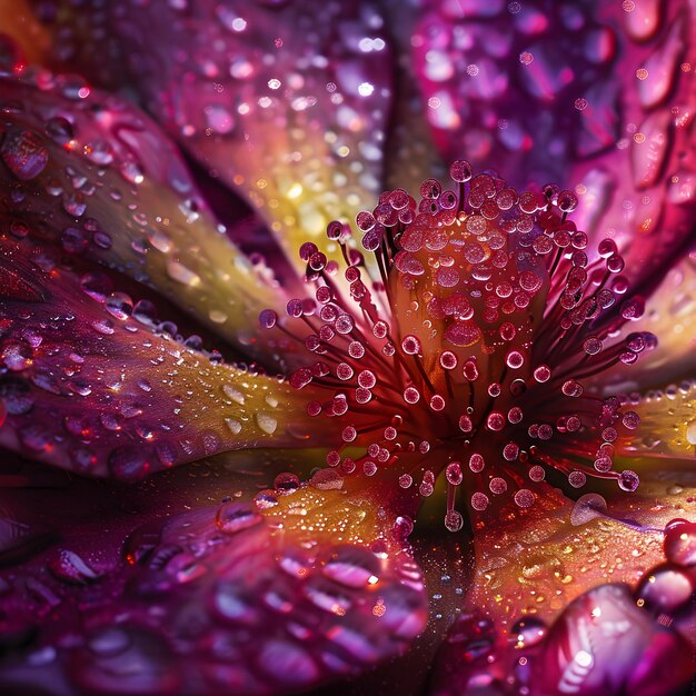 Photo a close up of a purple flower with water droplets on petals