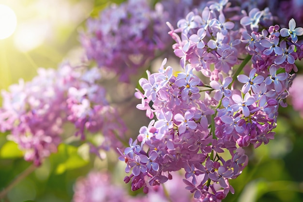 A close up of purple flowers with the word lilac on the left